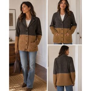 Max Azria Wool Blend Colorblock Sweater Blazer Cardigan Women's Size S